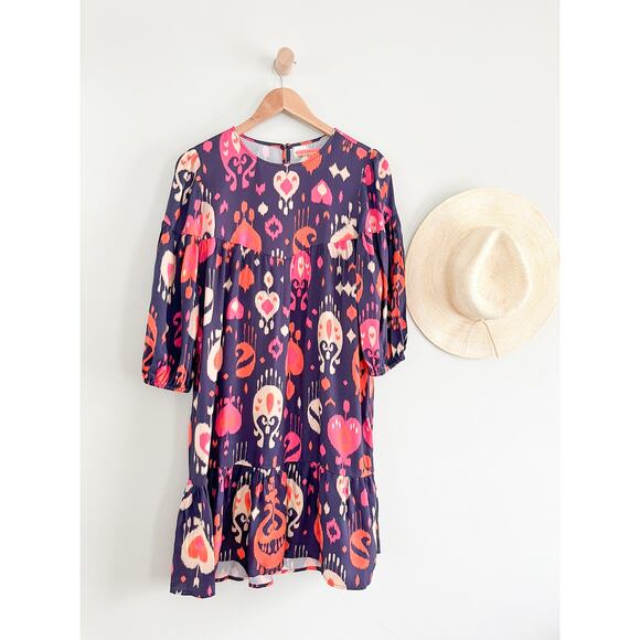 Vilagallo | Kira Lombok Dress | Navy Ikat | US Sz 8 / Sz 40 - Picture 2 of 10